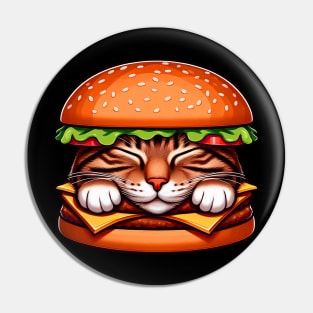 Tabby Cat is Sleeping inside a Hamburger Zzz Pin