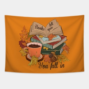 Books fall open Tapestry
