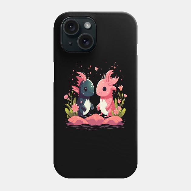 Axolotl Couple Valentine Phone Case by JH Mart