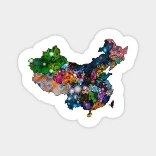 Spirograph Patterned China Counties Map Magnet