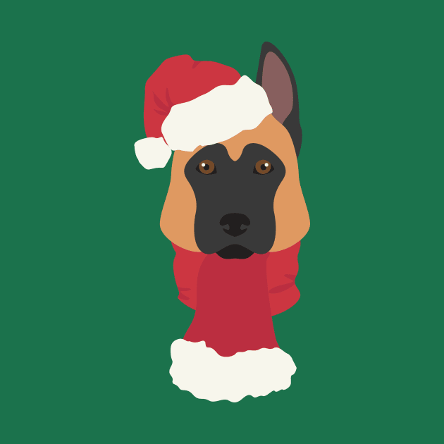 Christmas Malonois Dog Face by JunkyDotCom