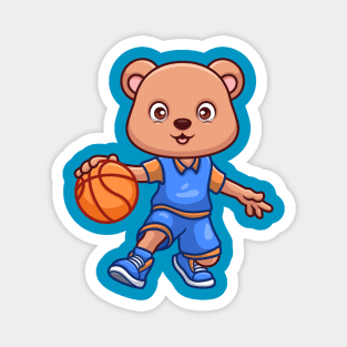 Basketball Bear Cute Cartoon Magnet