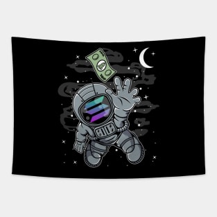 Astronaut Reaching Solana SOL Coin To The Moon Crypto Token Cryptocurrency Blockchain Wallet Birthday Gift For Men Women Kids Tapestry