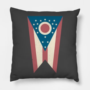 Ohio State Flag T-Shirt Vintage Distressed Pillow