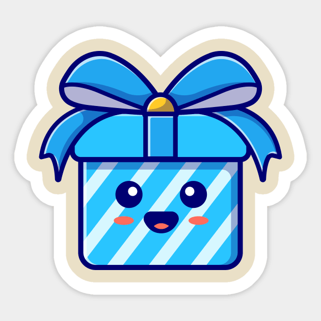 Cute Gift Box With Ribbon - Gift - Sticker