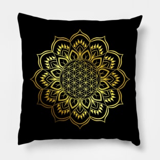 Flower of life Gold Mandala Pillow