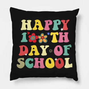 Happy 100 Days of School Teacher Kids Retro Groovy 100th Day Pillow