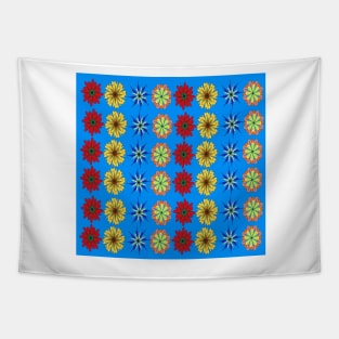 Flowers on Blue Tapestry