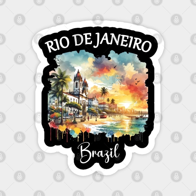 2024 Rio De Janeiro Brazil - Artistic Water Color Magnet by Sambastyles
