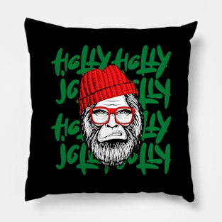 Christmas Holly Jolly BigFoot Pillow