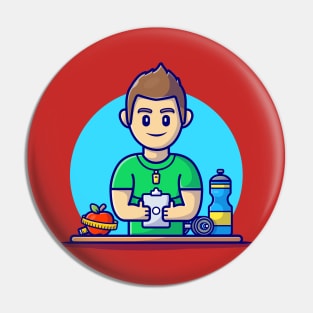 Gym And Fitness Trainer Cartoon Vector Icon Illustration Pin