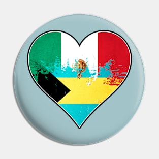 Mexican and Bahamian Heart Mix Heritage Flag Pin