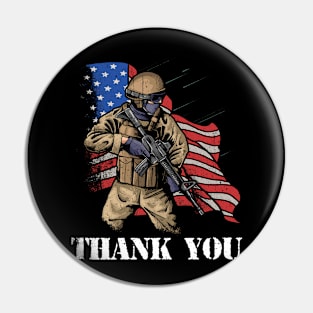 Patriotic American Flag Thank You Men Women Girls Boys Kids Pin