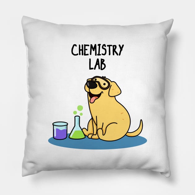 Chemistry Lab Funny Labrador Dog Pun Pillow by punnybone