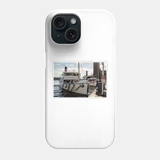 An old steamboat  in the Swedish archipelago arrives at the pier in Stockholm Phone Case