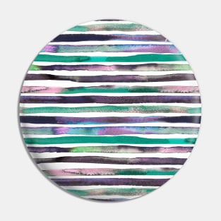 Watercolor stripes Purple green Pin