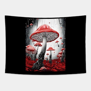 Red Mushroom Landscape Tapestry