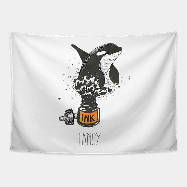 Ink orca Tapestry by Créa'RiBo