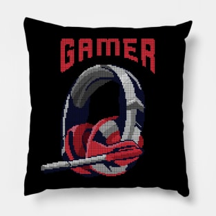 Gamer Pixel Headset - low-bit graphics - gift Pillow