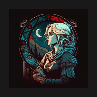 Silent Connection, Girl Gazing at the Moon T-Shirt