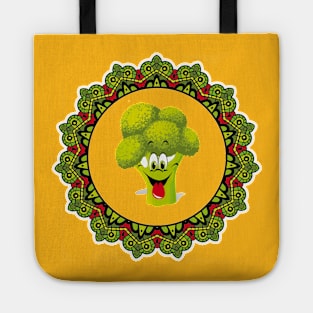 Happy broccoli smile in mandala Tote