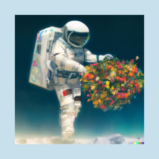 astronaut in flower garden T-Shirt