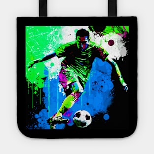 Soccer Player Graffiti Art Splash Paint Tote