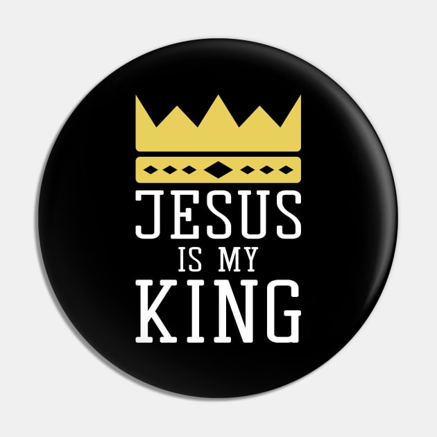 Jesus is my King Religious Pin by mstory