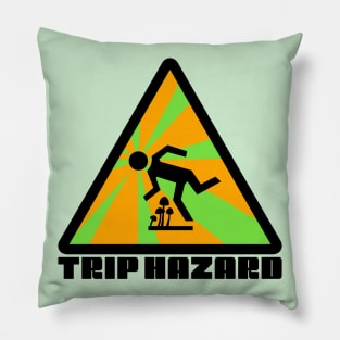 Green Trip Hazard Psychedelic Warning Sign Pillow