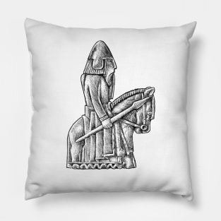 Daring Knights: The Lewis Chessmen Knight Design Pillow