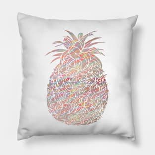 Brush Stroke Pink, Yellow and Blues Filled Pineapple Design Pillow