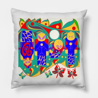 the atlante atlas totem in soccer game board of bricks ecopop mayan art Pillow