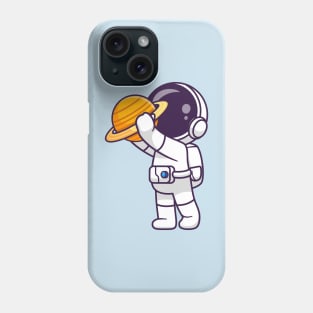 Cute Astronaut Holding Planet Cartoon Phone Case