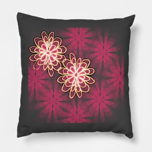 Golden Pink Flower Pillow