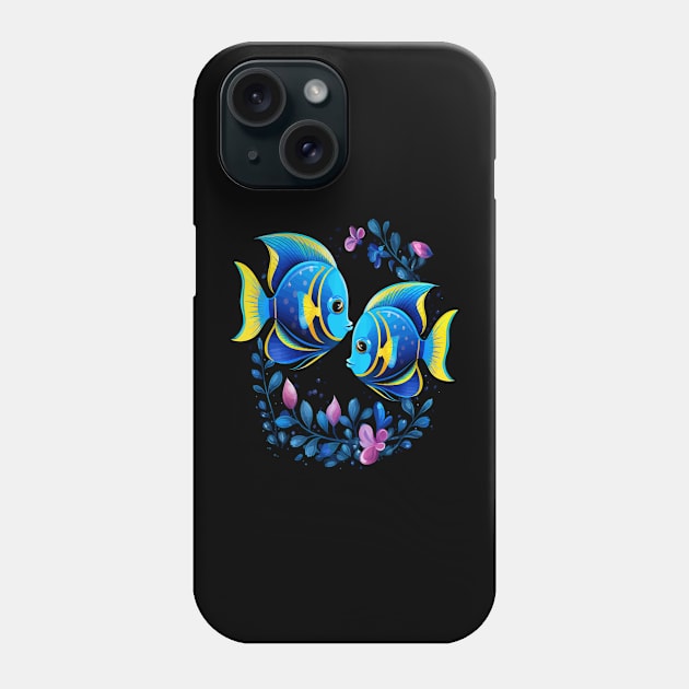 Blue Tang Couple Valentine Phone Case by JH Mart