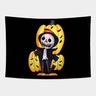 Halloween Scary Evil Pumpkin Funny Pumpkin Head Tapestry