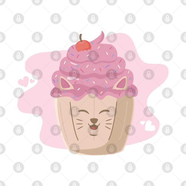 Kawaii pink cat in cupcake by Arch4Design