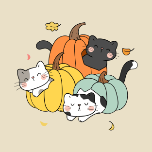 Festive Pumpkin Cats T-Shirt