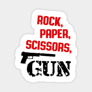 Rock, Paper, Scissors, Gun (Red) Magnet