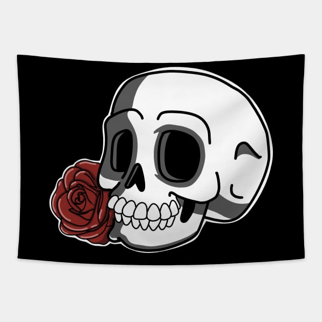 Classic skull and Rose Tapestry by BeckaArt6