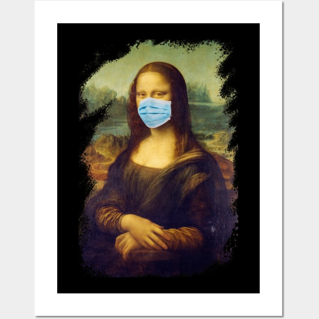 funny monaliza wearing mask | Photographic Print