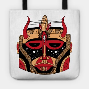 Red and Cream African Mask No 8 Tote