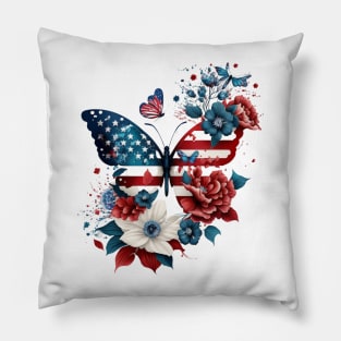 4th of July Floral Butterfly patriotic usa Pillow