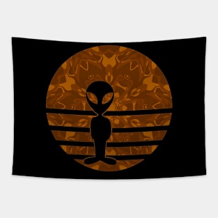 Encounters Kaleidoscope Pattern Shadow Alien Sunset Silhouette Tapestry