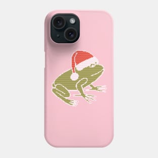 White Line Knitted Frog Wearing Christmas Santa Hat Phone Case