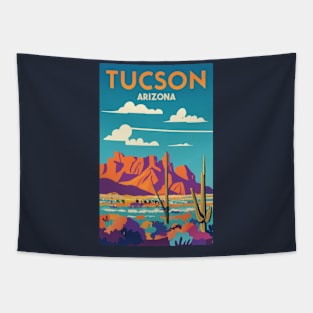 A Vintage Travel Art of Tucson - Arizona - US Tapestry