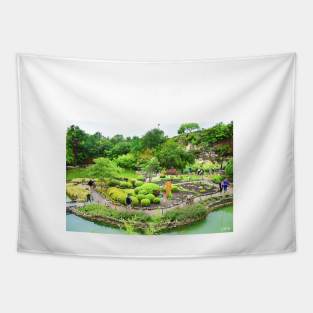 zen garden in japanese american park landscape wallpaper photo art Tapestry