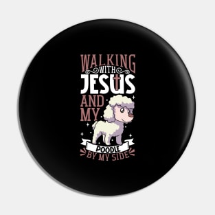 Jesus and dog - Poodle Pin