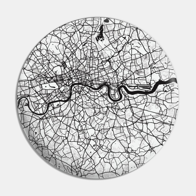 London Circle Black & White Pin by TAD_City Map