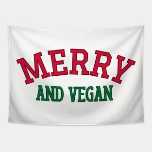 Merry and Vegan Christmas - Retro Vegetarian Xmas Tapestry